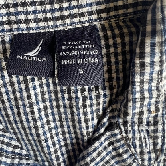 Nautica Boys Gingham Button Down Shirt Size 5 - Picture 2 of 7
